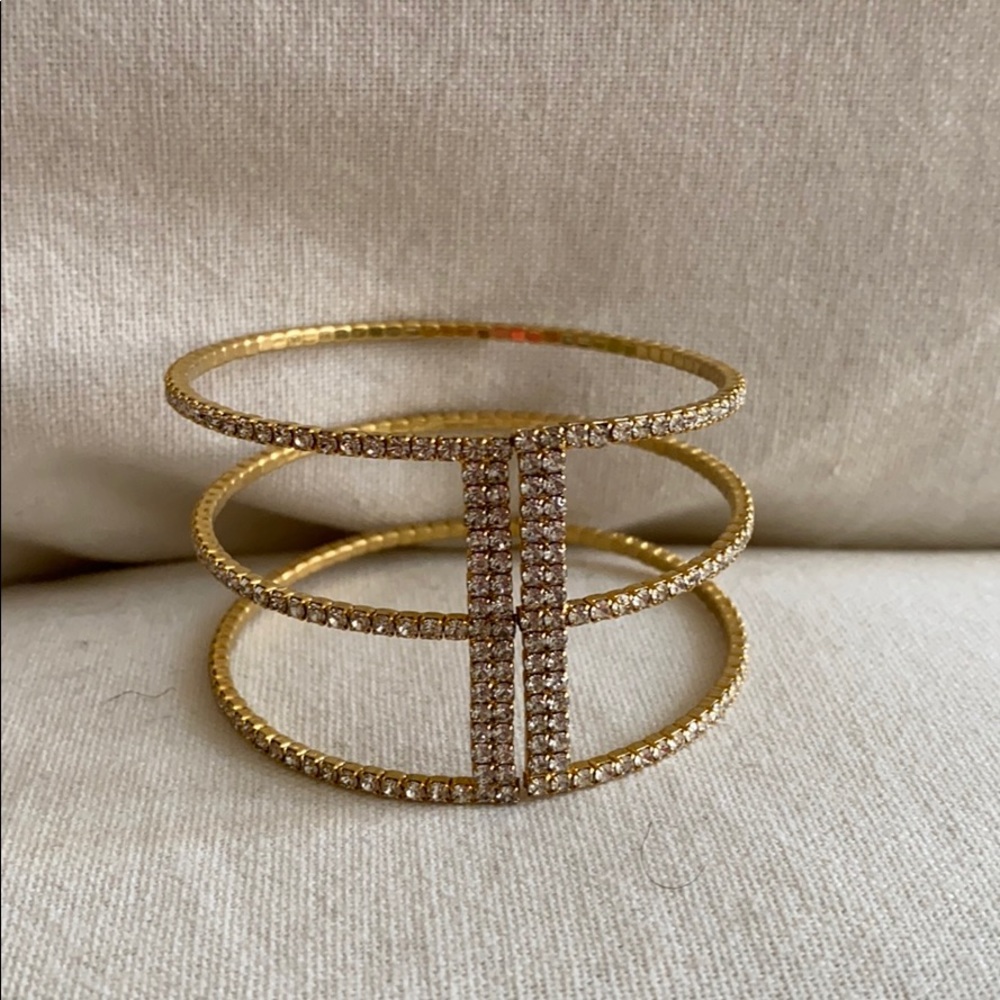 Saks Fifth Avenue Crystal 3 Row Flexible Bracelet Gem